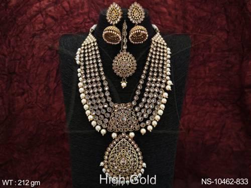 antique-designer-high-gold-polish-fancy-style-clustered-pearl-long-necklace-set