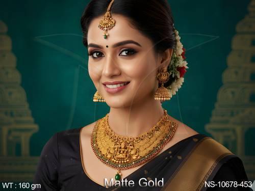 fancy-design-matte-gold-polish-laxmi-coin-choker-temple-necklace-set-