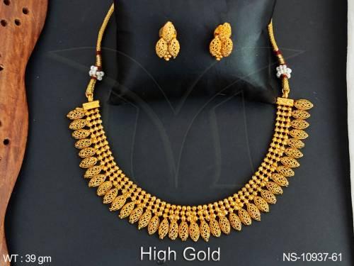 Antique jewelry High Gold Polish Fancy Antique Short Necklace Set 