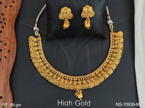 High Gold Polish Antique Jewelry Beautiful Designer Antique Necklace Set 