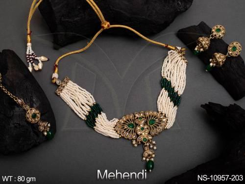 designer-beautiful-fancy-style-antique-jewellery-mehendi-polish-necklace-set-