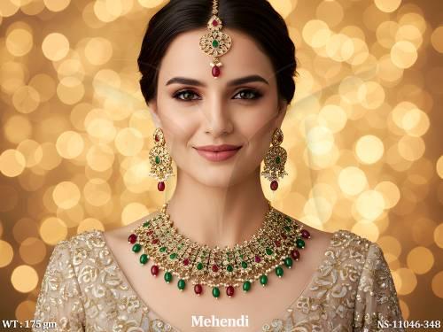 beautiful-antique-jewellery-party-wear-mehendi-polish-necklace-set-