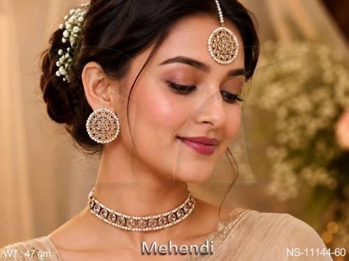 antique-jewelry-mehendi-polish-fancy-design-party-wear-beautiful-antique-short-necklace-set-