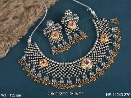 oxidised-silver-polish-fancy-style-party-wear-beautiful-oxidised-jewellery-heavy-choker-necklace-