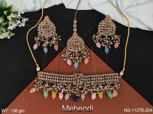 designer-party-wear-fancy-style-mehendi-polish-beautiful-antique-jewellery-choker-necklace-set-