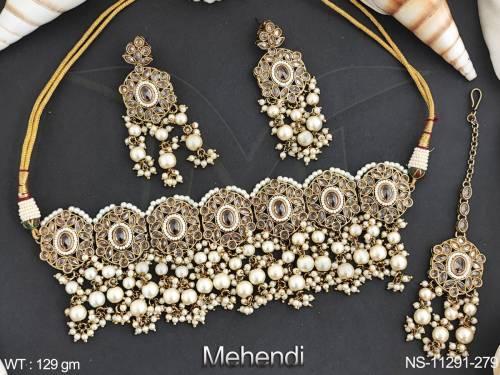 mehendi-polish-designer-fancy-style-party-wear-clustered-perl-antique-jewellery-choker-necklace-set-