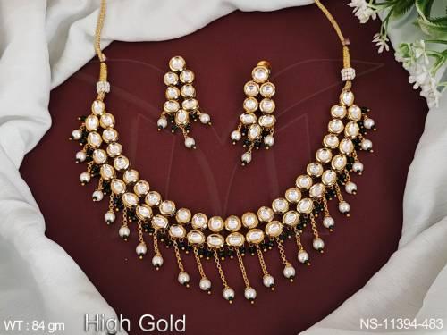designer-fancy-style-high-gold-polish-kundan-stones-party-wear-kundan-jewellery-short-necklace-set-