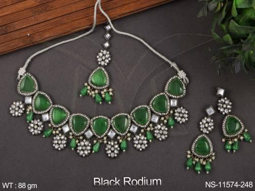 designer-beautiful-party-wear-black-rodium-polish-necklace-set-