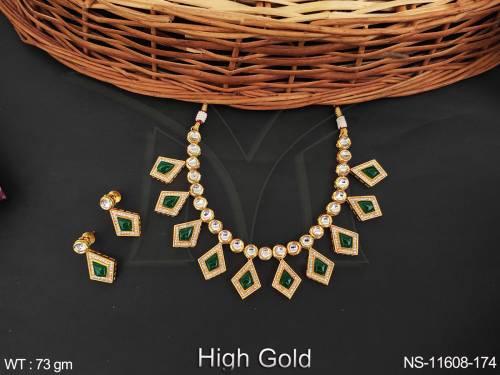 designer-fancy-style-party-wear-beautiful-high-gold-polish-antique-jewellery-short-necklace-set-