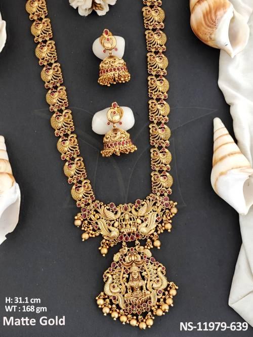 temple-jewelry-matte-gold-polish-designer-wear-long-necklace-set-