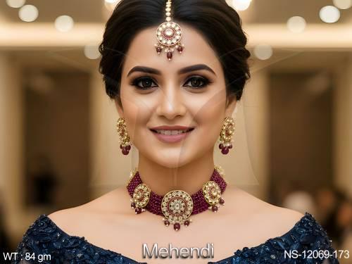 desinger-mehendi-polish-fancy-style-party-wear-beautiful-antique-style-antique-jewellery-choker-necklace-set