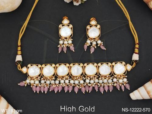 party-wear-beautiful-kundan-stones-high-gold-polish-clustered-pearl-kundan-jewellery-choker-necklace-set