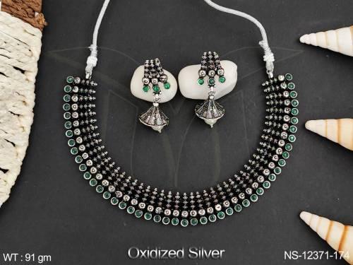 Oxidised Silver Polish Designer Antique Look Style Party wear Oxidised Silver Jewellery Oxidised  Necklace Set