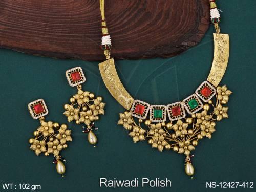 antique-jewellery-rajwadi-polish-fancy-desing-party-wear-beautiful-antique-style-short-necklace-set