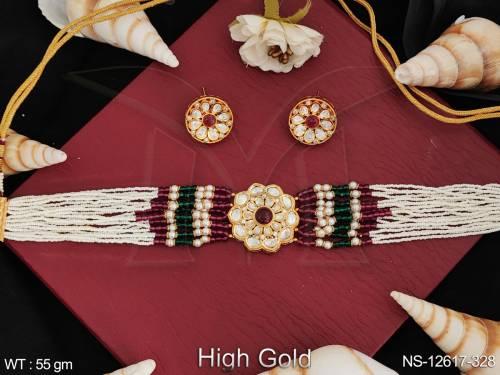 kundan-stones-high-gold-polish-fancy-design-party-wear-kundan-jewellery-kundan-choker-style-necklace-set-