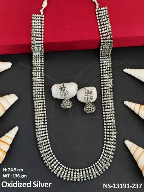 Fancy Design Party wear Antique Look Oxidised Silver Polish Beautiful Oxidised Necklace Set 