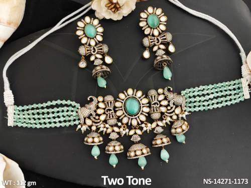 designer-cz-jewellery-full-stone-two-tone-polish-party-wear-victorian-choker-necklace-set-