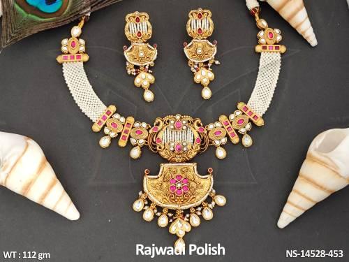 Kemp Jewellery Beautiful Designer Kemp Necklace Set Rajwadi Polish 