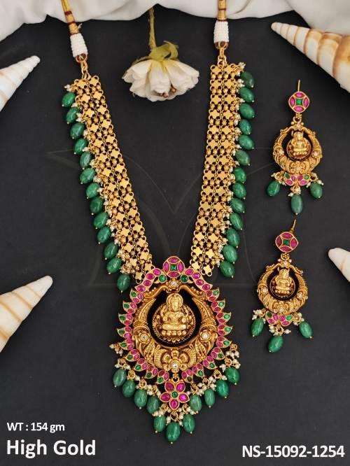 Temple Jewellery Designer High Gold Polish Temple Necklace Set 