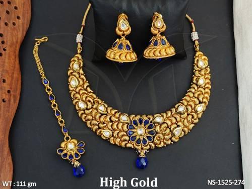 kaju beads textured pan flower antique necklace detail