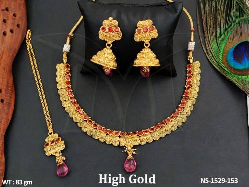 spiral double layered antique necklace set detail