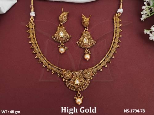 chakri chained rajwadi style antique necklace set