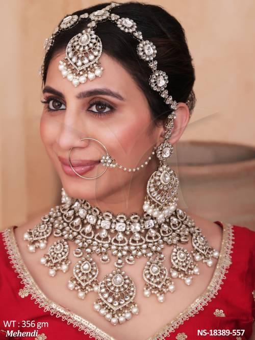Traditional Mehendi Kundan Wedding Jewelry Set 