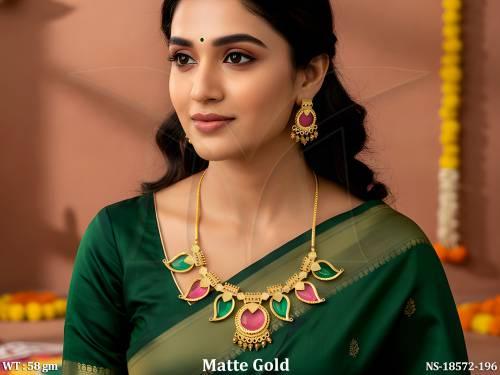 traditional-matte-gold-temple-style-necklace-earrings