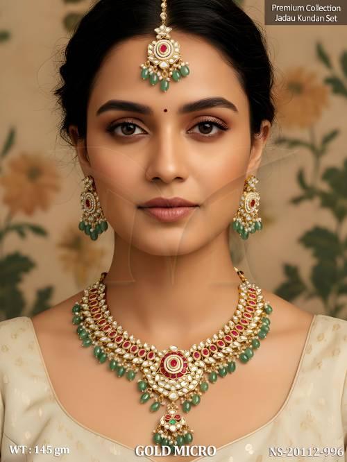 Heavy Designer Jadau Kundan Necklace Set with Earrings