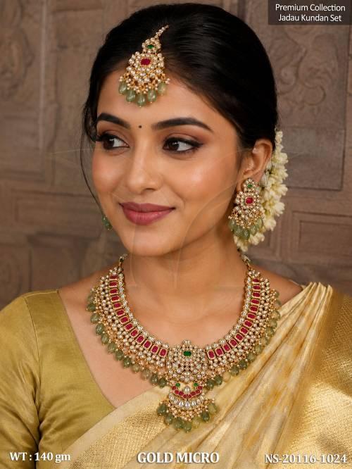 Royal Designer Jadau Kundan Wedding Necklace with Tikka