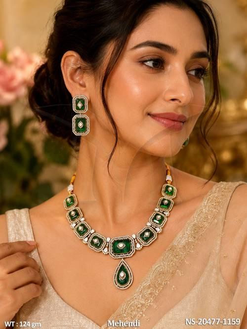 designer-mehandi-green-stone-necklace-with-earrings