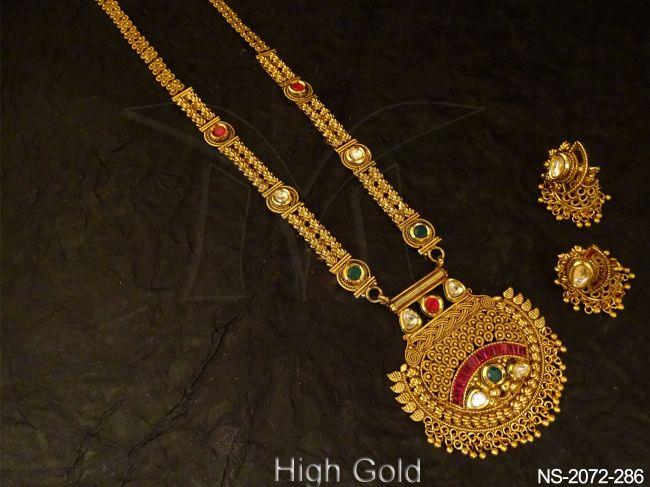 matka shape base antique necklace set detail