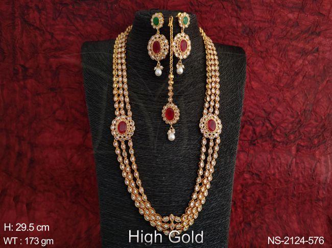 oval shape sided polki necklace set detail