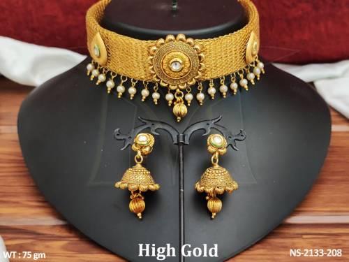 round neck base antique necklace detail