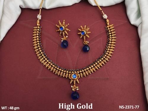 small beads moti drop necklace set detail