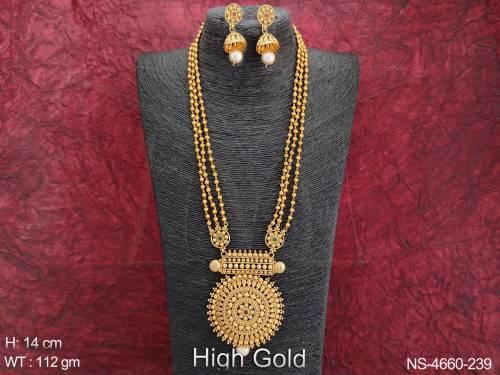 round shape long antique necklace set detail