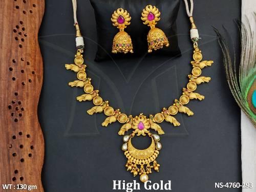 Multi Peacock Style Chand Shape Necklace