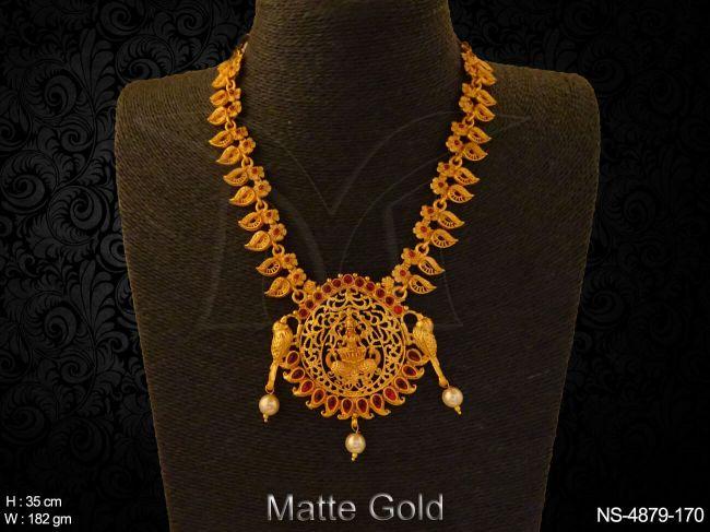 Dual Peacock Style Laxmi Ji Temple Necklace Set — NS-4879-170