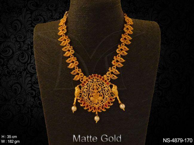 Dual Peacock Style Laxmi Ji Temple Necklace Set — NS-4879-170