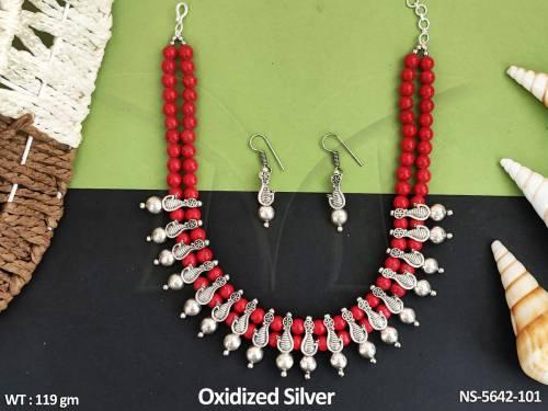 Multi Peacock Style Moti Antique Necklace