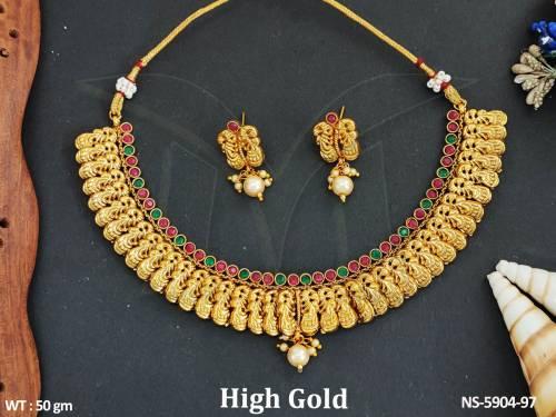 Outer side Peacock Design Antique Necklace