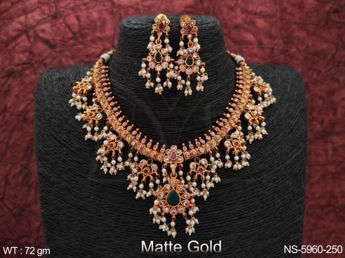 Haram pearl ruby green white polki necklace