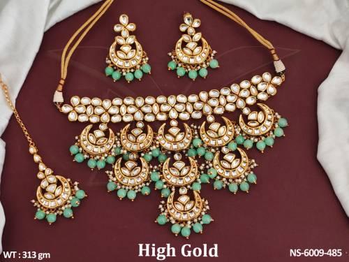 kundan party wear chandshape necklace