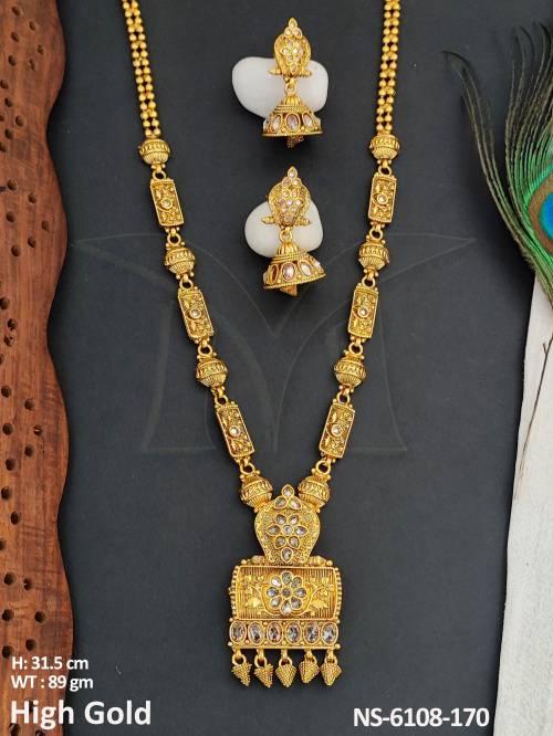 Multiple layer artificial high gold long antique necklace