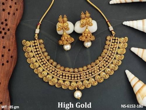 Fancy koyari delicate design plain high gold antique necklace