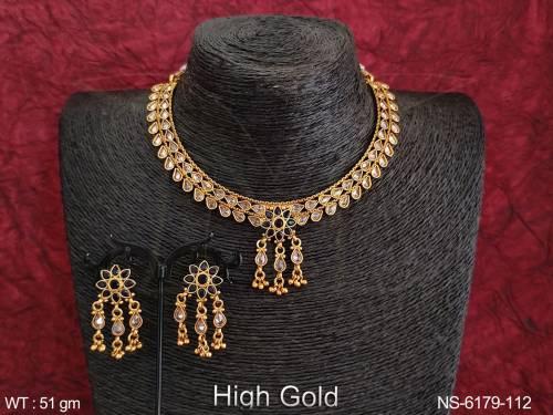 ghungroo full paan stone delicate polki necklace