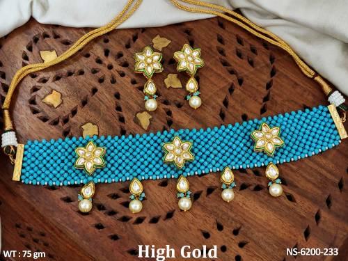 Traditional mala type patti flower antique necklace — NS-6200-233