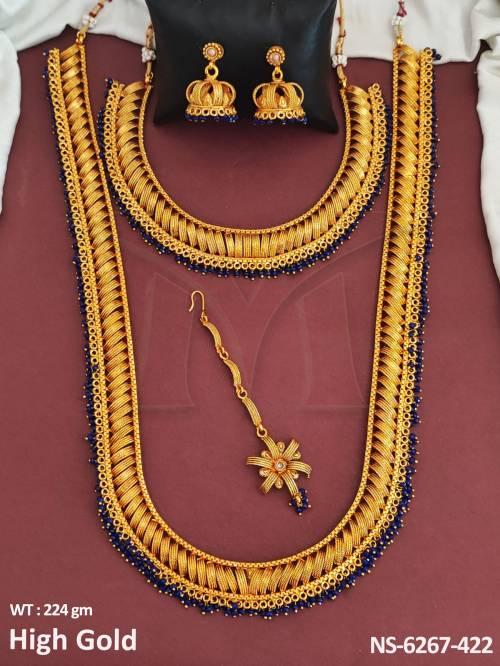 Clustered colouring moti short and long combo antique necklace