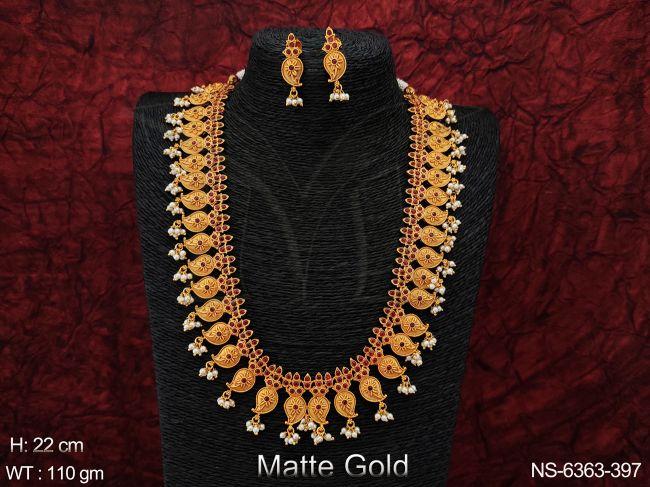 Saree wear koyari design full ruby stone kemp necklace set