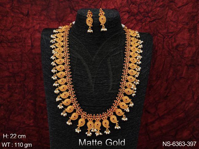 Saree wear koyari design full ruby stone kemp necklace set